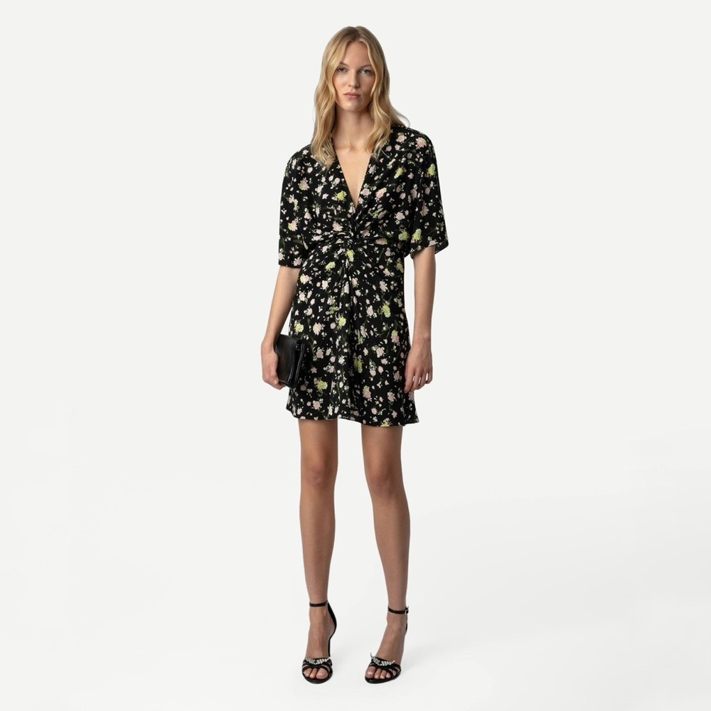 NWT Zadig & Voltaire Rozom soft crinkle roses mini dress